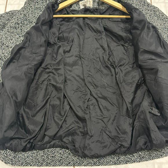 Vintage Otello Pelle Bomber Jacket Womens Size Medium Gray Wool Blend Mock Coat - Picture 13 of 15